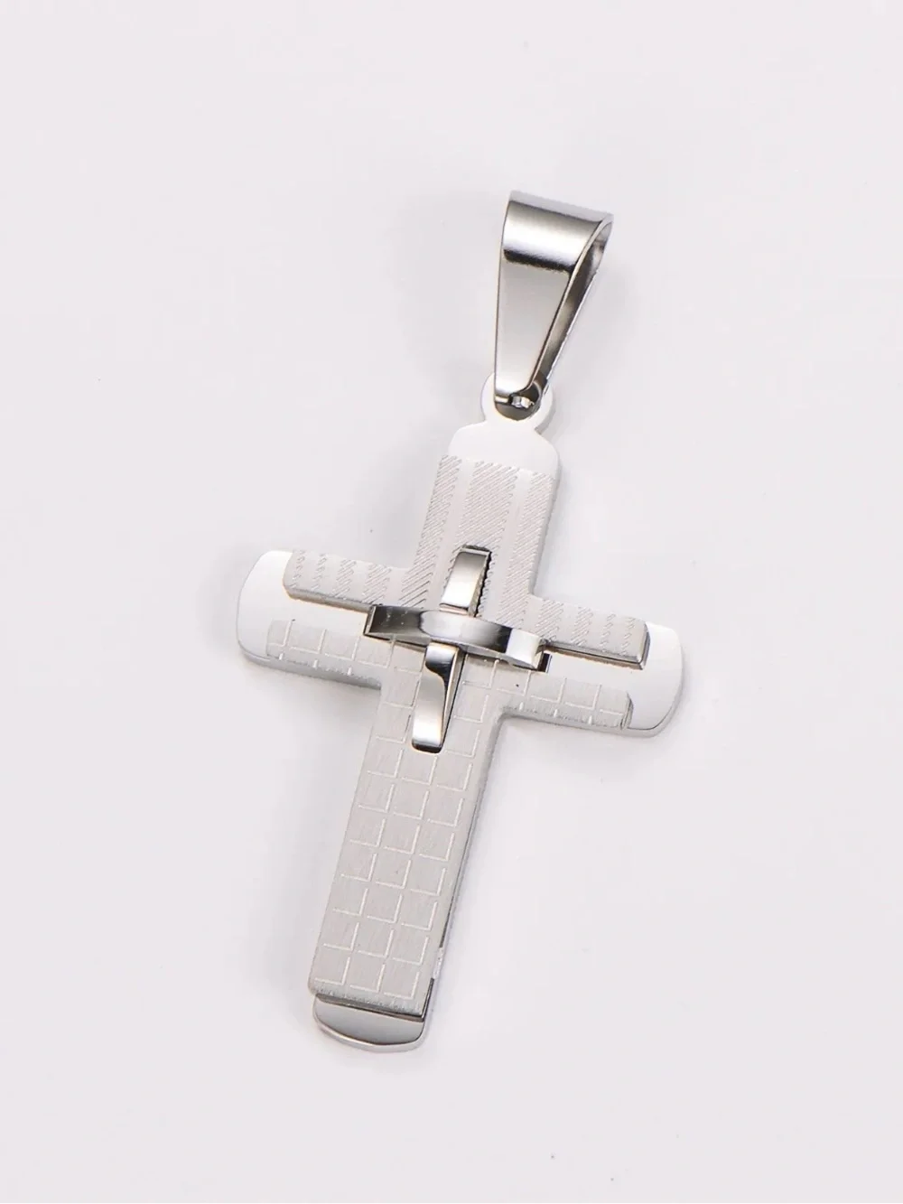 Silver Plated 3D Cross Pendant Necklace